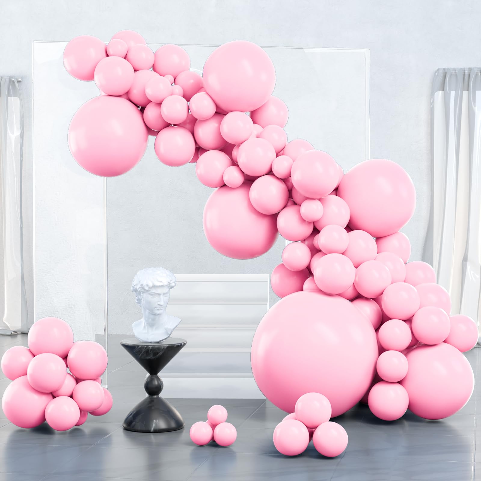 PartyWoo Pink Balloons 127 pcs Light Pink Balloons Different Sizes Pack of 36 18 12 10 5 Inch Pastel Pink Balloon Arch Kit Baby Pink Balloon Garland for Baby Shower Birthday Party Decorations Pink-Q05