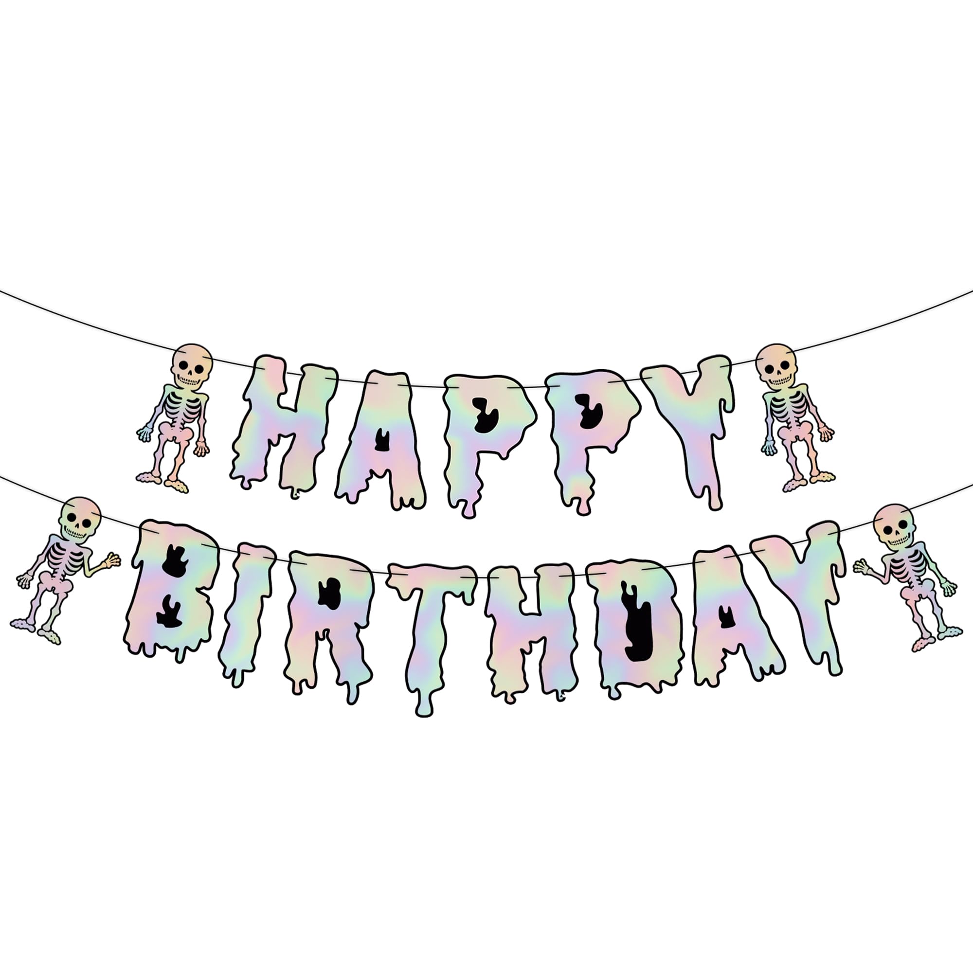 KatchOn, Iridescent Silver Halloween Birthday Banner - 10 Feet, No DIY | Halloween Happy Birthday Banner, Halloween Birthday Party Decorations | Happy Halloween Birthday Banner, Halloween Decorations