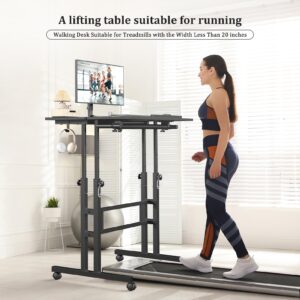 Small Standing Desk with Wheels, Stand Up Desk, Mobile Desk, Portable Standing Desk on Wheels, Standing Desk for Walking Pad, Rolling Desk Adjustable Height, Rolling Computer Desk, Tall Desk on Wheels