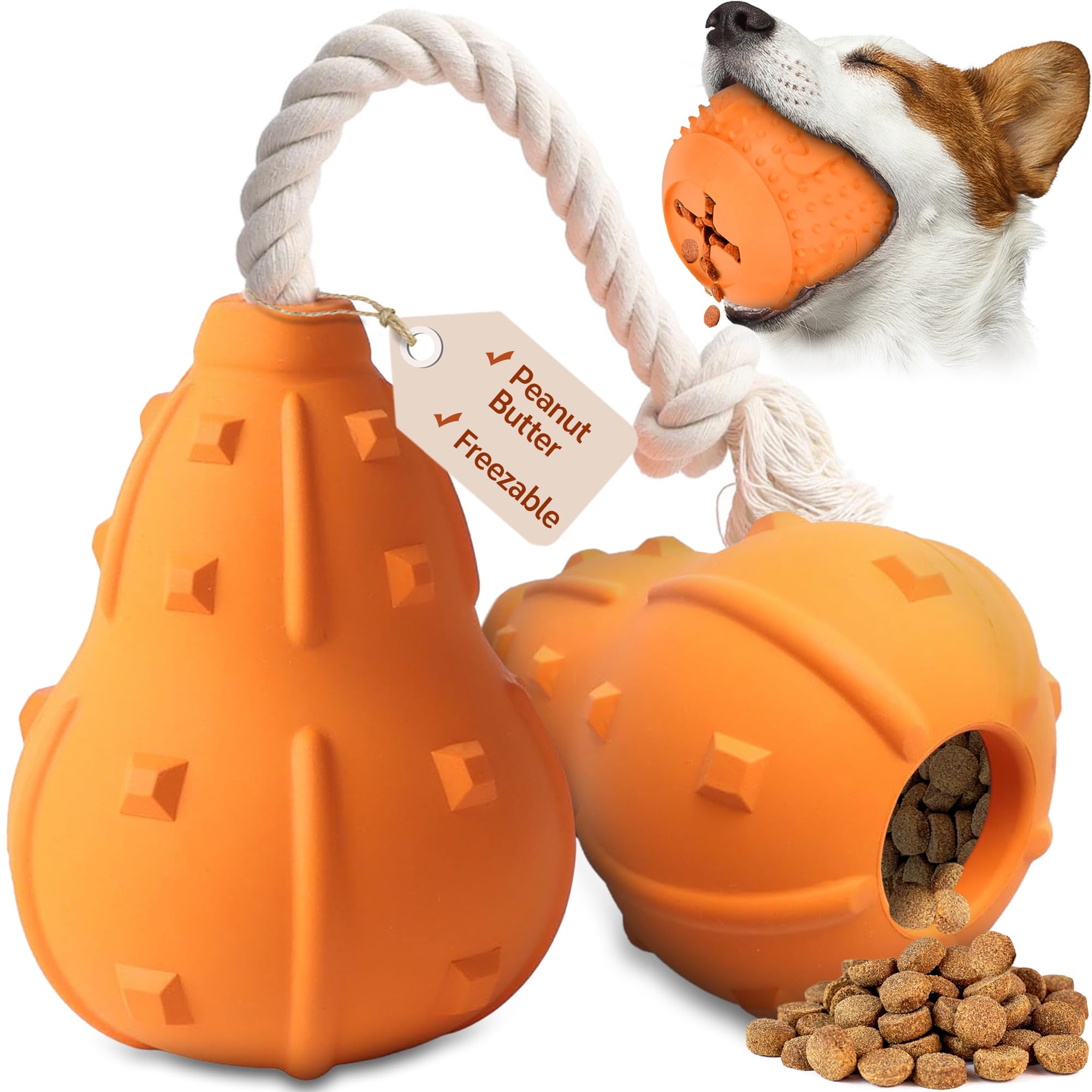 TRECKPET Dog Enrichment Toys Bundle-Dog Treat Toy & Dog Treat Ball-Quality Stuffable Dog Toy-Interactive Dog Treat Dispenser Toy and Durable Rubber Chew Toys for Small and Medium Dogs Up to 50Lbs