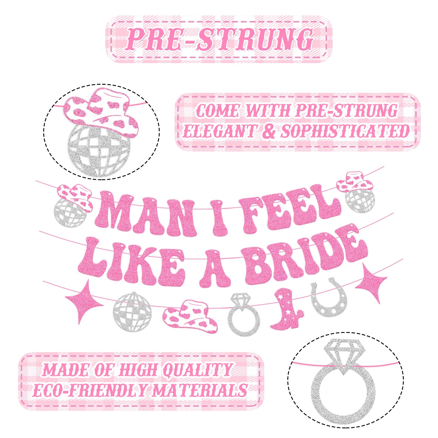 Man I Feel Like A Bride Banner Last Rodeo Bachelorette Party Decorations for Western Cowgirl Bridal Shower Wedding Party Supplies