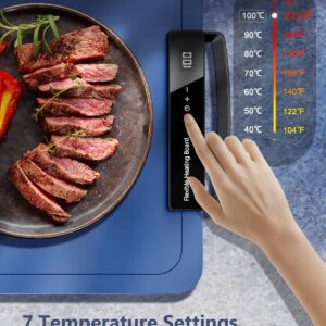 Food Warming Mat for Electric Warming Tray: 24H Timer Full Surface Heating Food Warmer - 7 Temperature Portable Food Warming Mat for Buffet - Silicone Heating Mat for Parties and Daily Use