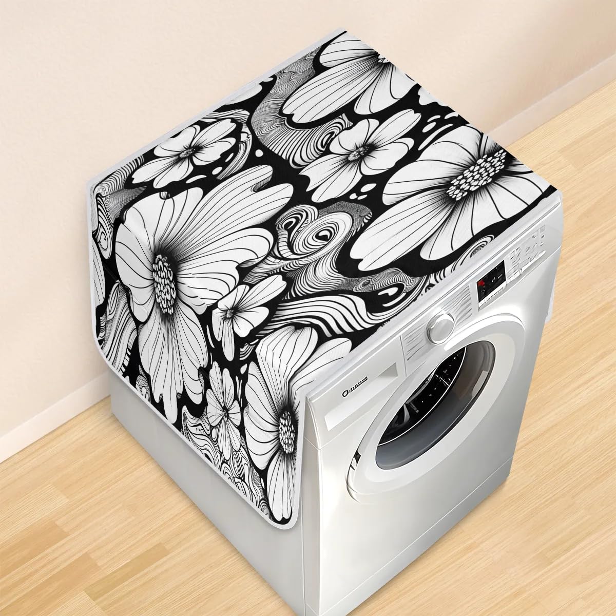 Shoblo Retro Daisy Washer and Dryer Covers for the Top Dustproof Washing Machine Cover Washer Dryer Top Protector for Laundry Kitchen