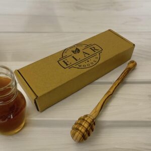 Handcrafted Olive Wood Honey Dipper - Unique Design, Eco-Friendly, Durable & Perfect for Drizzling Honey