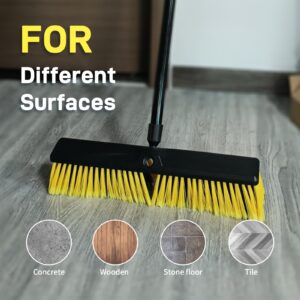 FRAXIR Push Broom Head Outdoor Large Stiff Bristle Broom Head - Excellent Cleaning Performance - Easy Installation Broom Head(18 inches)