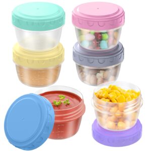 yumuk salad dressing container to go (6 pack) - 2.7 oz small containers with lids, reusable and leakproof snack box sauce containers for bento lunch box, work, school & travel