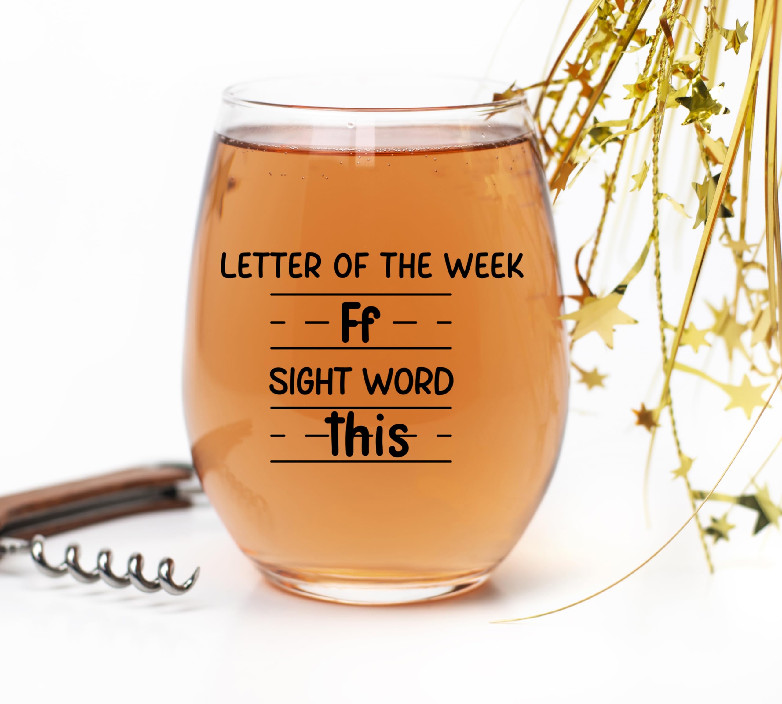 Sight Words 15 oz Wine Glass - Teacher Appreciation Gifts - Best New Teacher Gift Idea for Women, Funny Back to School Present from Students, Thank you Gifts for Coworker Retirement Birthday Christmas