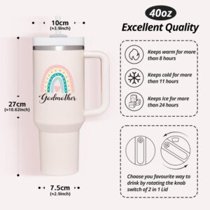 40 oz Tumbler with Handle Straw Godmother Proposal Gift from Godchild God Mother Proposal Gifts for Women Insulated Water Mug Pregnancy Announcement Baptism Birthday Mother’s Day Christmas Gifts