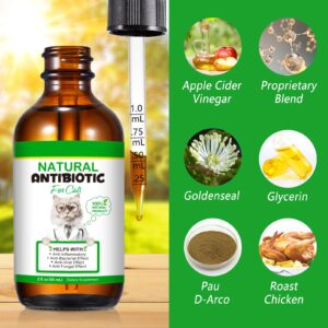 Antibiotics for Cats, 2 Oz Natural Cat Antibiotics Supports for UTI Cat Immune Support, Cat Multivitamin, Cat Itch Relief, Cat Allergy Support, Chicken Flavor