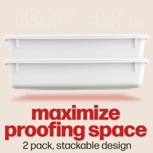 Hans Grill 2-Piece BPA Free Plastic Dough Proofing Box | Pizza Proofing Box, Bread Proofing Box | Stackable, with Covers, with Lid | Premium Quality (2 Pack Large)