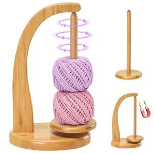 yarn spinner,yarn ball holder, yarn holder for crocheting,wooden yarn spinner for crocheting with magnetic metal twirling mechanism and anti - slip pads crochet gift for knitting lovers,1 spindle