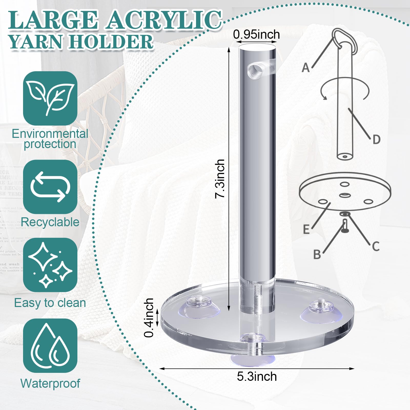 DoubleFill Acrylic Yarn Holder for Crocheting Knitting Frame Portable Yarn Spinner with Hole Thread Yarn Stand Organizer Tool Embroidery Craft Sewing Supply for Granny Present Craft Lover