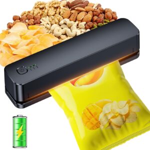 feppo bag sealer, 3000mah rechargeable mini bag sealer with 6.2" heating strip, chip bag sealer heat seal portable 3 adjustable gears quick heat sealer for chips snacks candies bags food storage