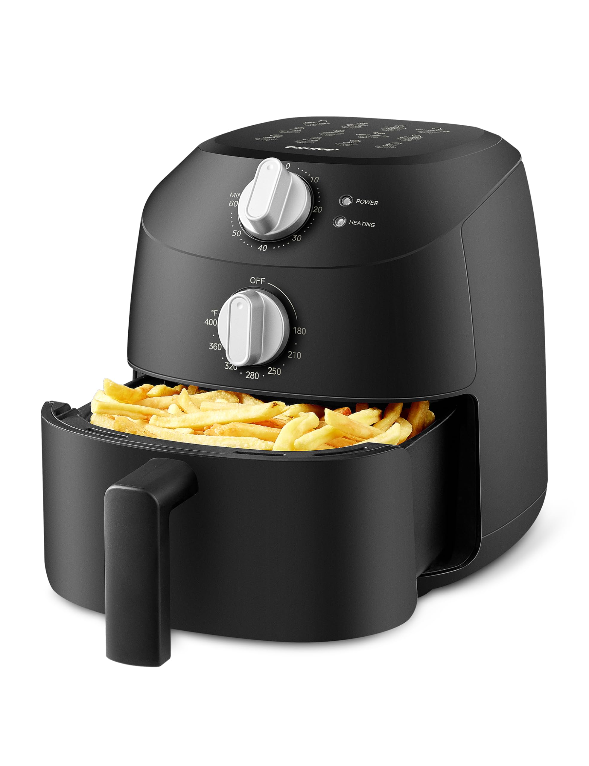 COMFEE' Compact 2.2 Quart Air Fryer with 12 Menu Options, Adjustable Timer & Temperature Control 180-400 degrees F, Dishwasher-Safe Nonstick Fry Basket with Stainless Steel Finish