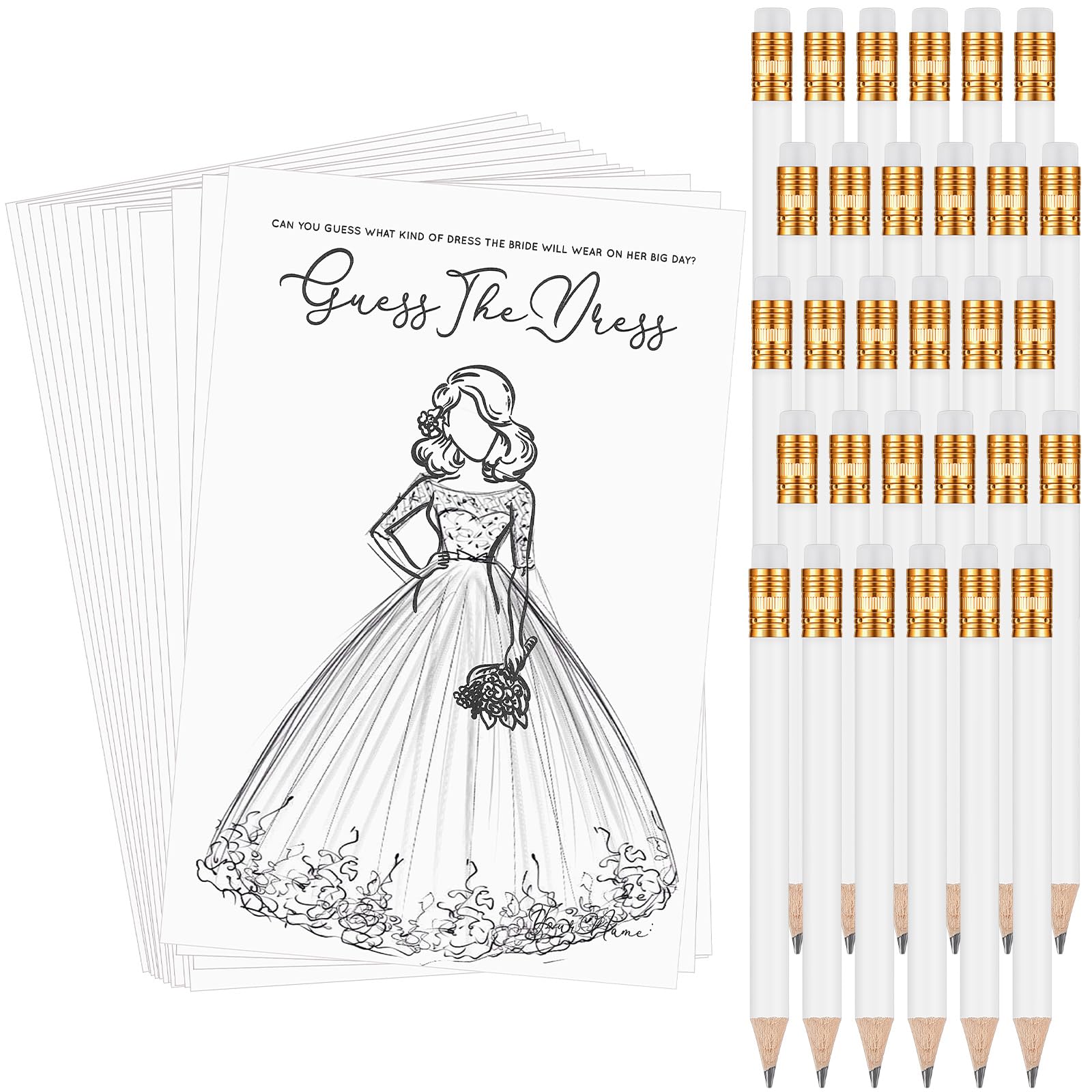 Fulmoon 30 Sets Guess the Dress Bridal Shower Games for Guests Include Wedding Shower Games Cards and Bridal Shower Pre Sharpened Pencils Fun Wedding Decorations Party Supplies Games Ideas