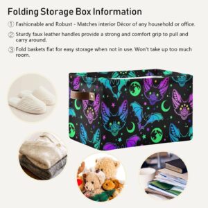 ZENWAWA Storage Cube Cool Bats Print Collapsible Fabric, Large Foldable Open Organizer Bins Baskets with PU Handles 1 Pack