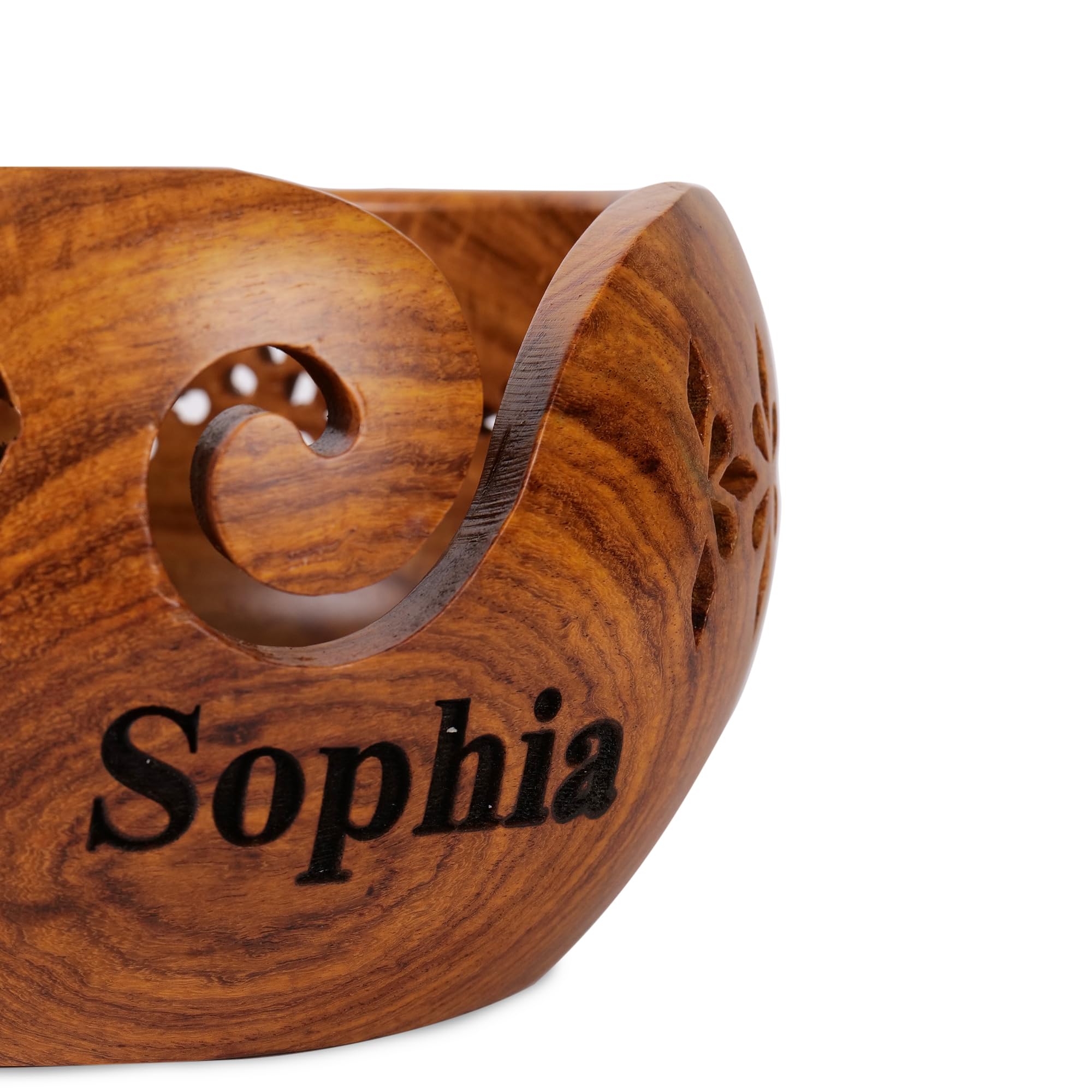 Personalized Wooden Yarn Storage Bowl, Yarn Storage Organizer with Name, Handmade Perfect For Knitting and Crocheting, Personalized ( 7"" Dia x 4"" H)