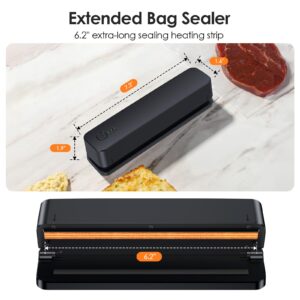 FEPPO Bag Sealer, 3000mAh Rechargeable Mini Bag Sealer with 6.2" Heating Strip, Chip Bag Sealer Heat Seal Portable 3 Adjustable Gears Quick Heat Sealer for Chips Snacks Candies Bags Food Storage