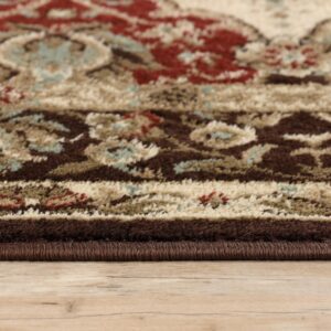 Superior Indoor Area Rug, Floor Decor, For Kids, Pets, Bedroom, Entryway, Hallway, Office, Living Room, Dining, Plush Carpet Cover, Traditional Floral Classic, Palmyra Collection, 12' x 15', Chocolate