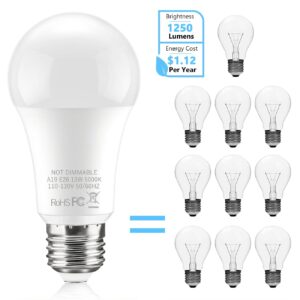 BTBHIHO 6-Pack A19 LED Light Bulbs 100W Equivalent 1250 Lumens, 13W 5000K Cool White Non-Dimmable, No Flicker, Super Bright CRI85+ Standard E26 Edison Screw Bulbs for Bedroom, Home, Office