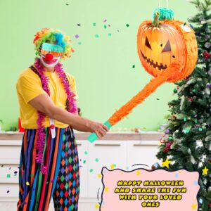 Halloween Pumpkin Pinata with Pinata Stick Confetti Blindfold Halloween Hanging Pinata for Halloween Birthday Party Supplies Photo Prop