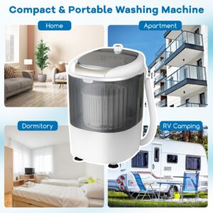 CLEEMAN Mini Portable Washing Machine, 5.5 LBS Capacity Washer Machine and Spinner Combo with Spin Tub & Drain Hose, Small Semi-automatic Portable Washer for Apartment Dorm RV (Grey)