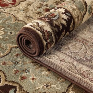 Superior Indoor Area Rug, Floor Decor, For Kids, Pets, Bedroom, Entryway, Hallway, Office, Living Room, Dining, Plush Carpet Cover, Traditional Floral Classic, Palmyra Collection, 12' x 15', Chocolate