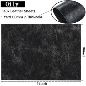 CDY Marine Vinyl Fabric,Soft Waterproof Synthetic PU Fabric Material 1.1mm Thick 54" x 36"Upholstery Faux Leather Fabric for Upholstery Muscle Car,Furniture, Sofa (Black Gray)