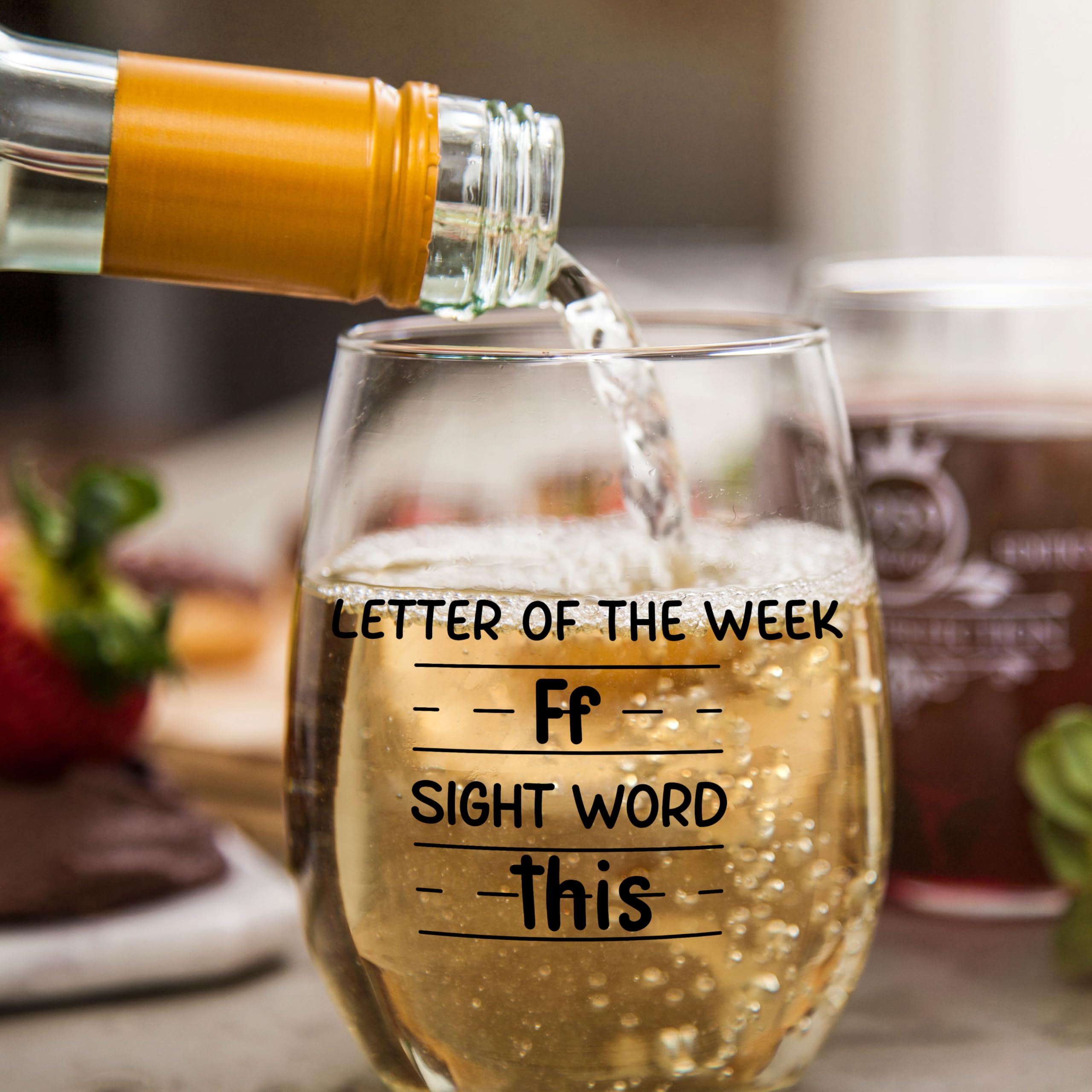 Sight Words 15 oz Wine Glass - Teacher Appreciation Gifts - Best New Teacher Gift Idea for Women, Funny Back to School Present from Students, Thank you Gifts for Coworker Retirement Birthday Christmas