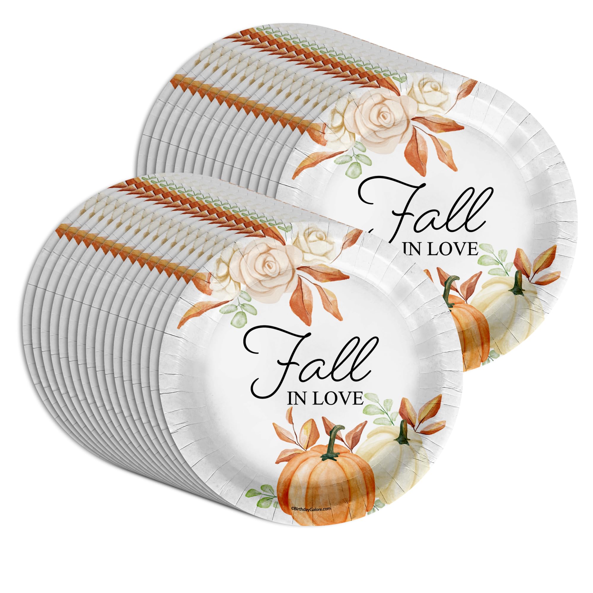 Birthday Galore Fall in Love Bridal Shower Party Supplies Large 9" Paper Plates in Bulk 32 Piece