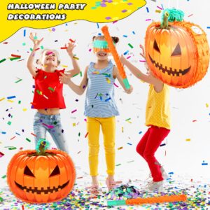 Halloween Pumpkin Pinata with Pinata Stick Confetti Blindfold Halloween Hanging Pinata for Halloween Birthday Party Supplies Photo Prop