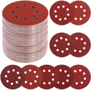 ynzdrwa 70 pcs 5 inch sanding discs, 40 80 120 180 240 320 400 600 800 grit hook and loop sandpaper for random orbital sander