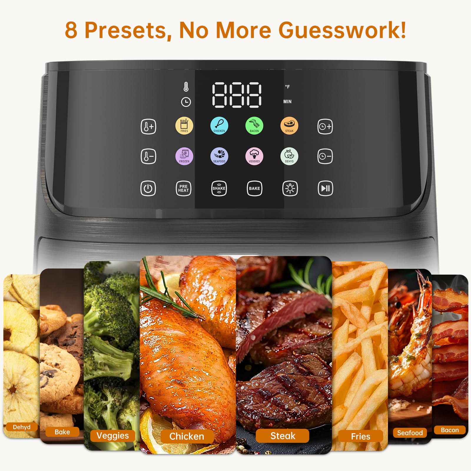 Air Fryer 11-in-1, Large 5.8 QT Airfryer with Easy View Windows, MAX 450℉ for Crispy, 85% Less Oil, Fast Roast, Preheat, Shake, Bake, Frozen, Non-Stick Basket for Easy Clean, With Professional Recipes