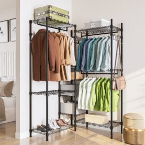 BELLEZE Over The Washer and Dryer Clothes Drying Rack, Laundry Room Organization Storage Rack with Adjustable Shelves, Hooks and Drawers, Space Saver Closet Rack for Living Room