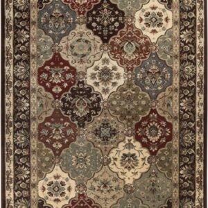 Superior Indoor Area Rug, Floor Decor, For Kids, Pets, Bedroom, Entryway, Hallway, Office, Living Room, Dining, Plush Carpet Cover, Traditional Floral Classic, Palmyra Collection, 12' x 15', Chocolate