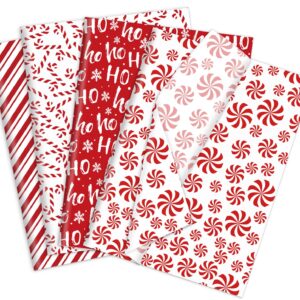 JarThenaAMCS 100 Sheets Christmas Tissue Paper Red White Art Tissue Candy Cane Stripe Wrapping Paper for Xmas Winter DIY Crafts Gift Packing, 14 x 20 Inch