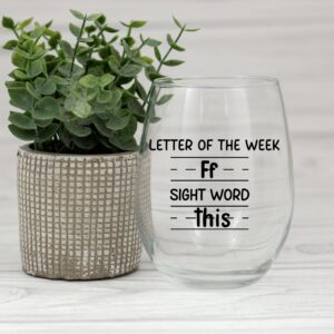 Sight Words 15 oz Wine Glass - Teacher Appreciation Gifts - Best New Teacher Gift Idea for Women, Funny Back to School Present from Students, Thank you Gifts for Coworker Retirement Birthday Christmas