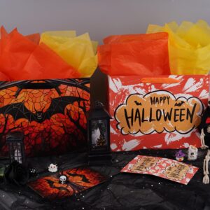 Linelglobal Halloween Bag with Wrapping Paper for Gift Wrapping, Kid Trick or Treat Bat 12.6" 2 Pack