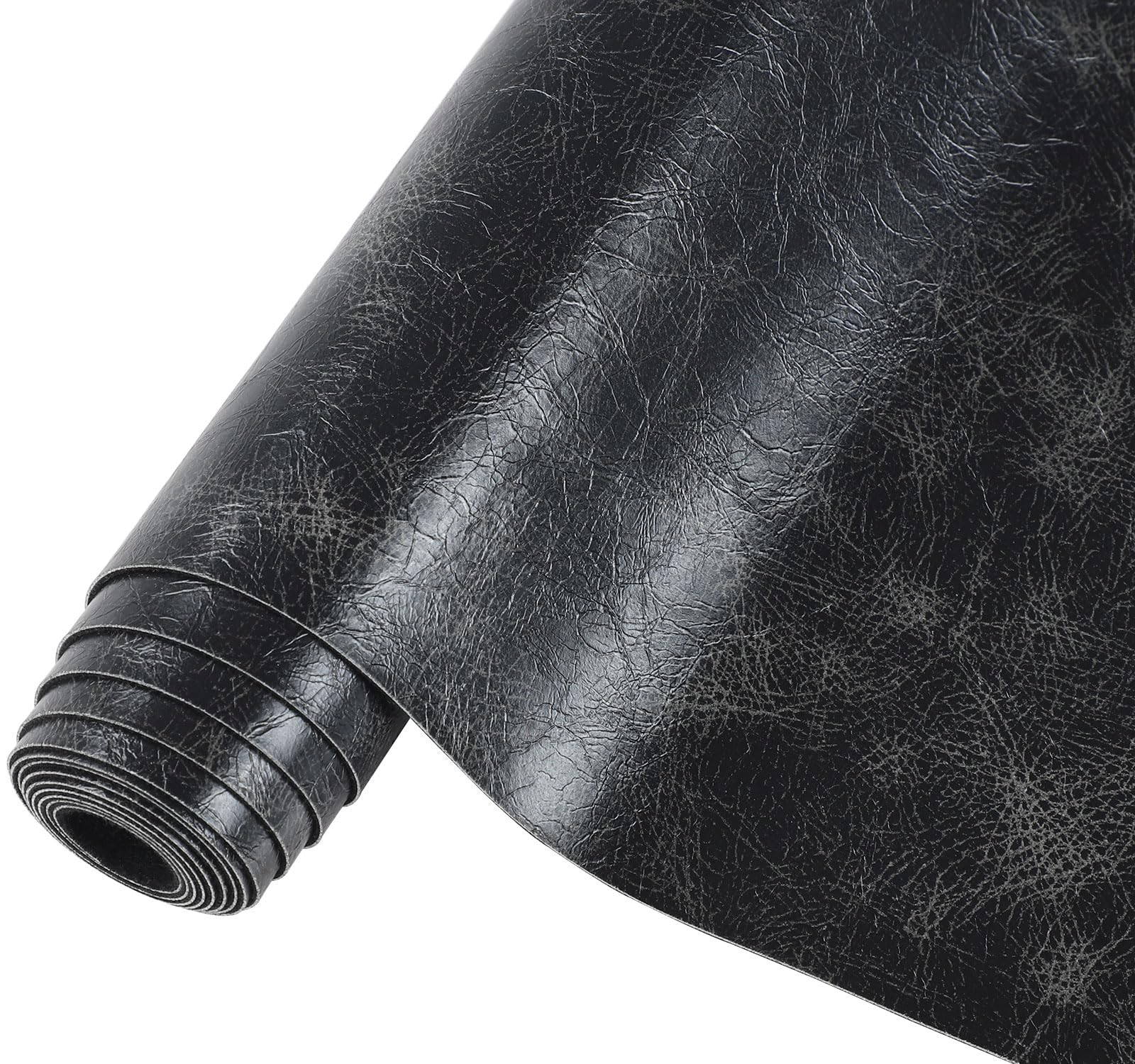 CDY Marine Vinyl Fabric,Soft Waterproof Synthetic PU Fabric Material 1.1mm Thick 54" x 36"Upholstery Faux Leather Fabric for Upholstery Muscle Car,Furniture, Sofa (Black Gray)