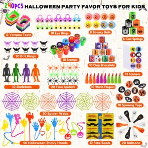 YEGEER Halloween Party Favors, 240 PCS Halloween Toys Bulk for Kids, Halloween Goodie Bag Stuffers Fillers, Trick or Treat Gifts Exchange, School Classroom Carnival Game Prizes Toys Set