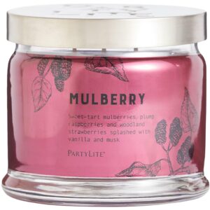 PartyLite 3-Wick Jar Candle, Highly Fragranced Clean Burning Glass Candle, 25-45 Hours Burn Time (Mulberry)