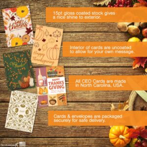 Thanksgiving Cards for Business & Family (Variety Pack of 5 Designs of Thanks) Greeting Card Set Pack of 20 Thanksgiving Cards with Envelopes (5x7 inch - A7) Office, Work, Employees & Clients VP2403