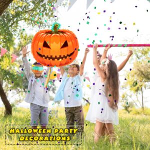 Halloween Pumpkin Pinata with Pinata Stick Confetti Blindfold Halloween Hanging Pinata for Halloween Birthday Party Supplies Photo Prop