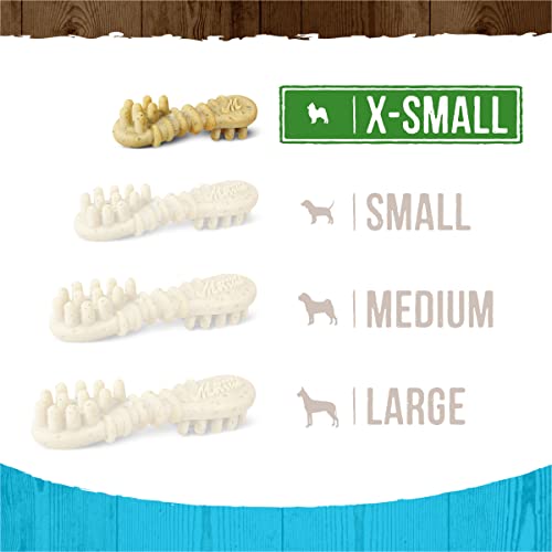 Merrick Fresh Kisses Natural Dental Chews Toothbrush Treat Shape Infused with Real Mint for Tiny Dogs 5-15 Lbs - 33 ct. Bag (Pack of 2)