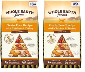 whole earth farms natural grain free dry kibble, wholesome and healthy dog food, chicken and turkey recipe - 4 lb bag (pack of 2)