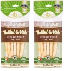 fieldcrest farms nothing to hide natural rawhide alternative small twist stix for dogs - (10 sticks) all natural easily digestible chews for all breed dogs - great for dental health (pack of 2)