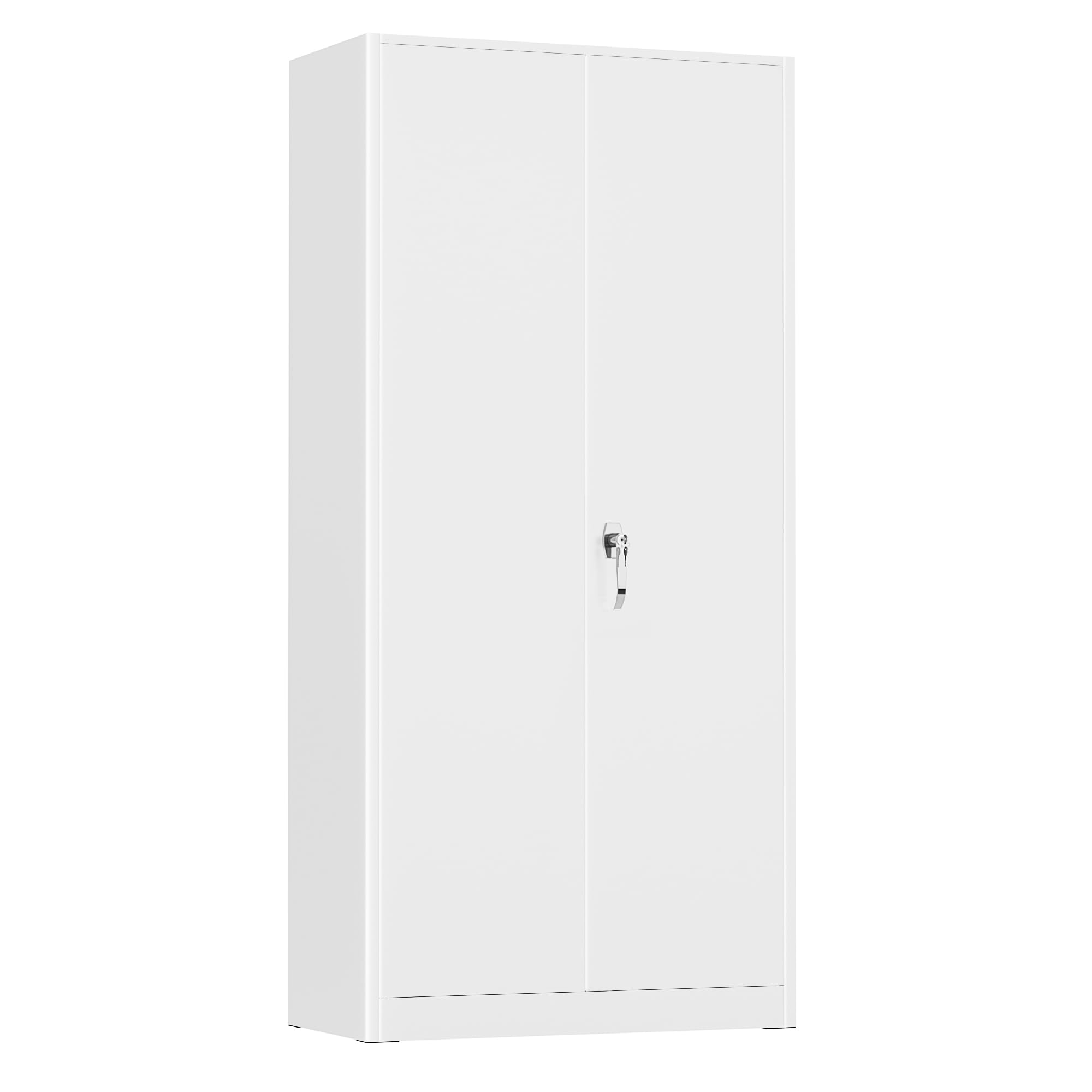 Crownland 72” Metal Storage Cabinet, Lockable Garage Storage Cabinets, High Office Storage Cabinet with Adjustable Shelves for Garage, Home Office, Classroom, Pantry, File(White)