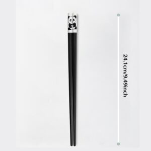 5 Pairs Fiberglass Panda Chopsticks-Reusable Chopsticks Dishwasher Safe, 9.49inch/24.1cm Matte Non-Slip Family/ Hotel/ Restaurant Chop Sticks, Chinese/Japanese Korean Hair ChopStick Gift