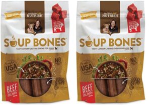 rachael ray nutrish soup bones dog treats, real beef & barley flavor, 3 bones, 6.3 ounces (pack of 2)