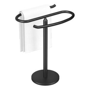 wotendy hand towel holder stand for bathroom, 13 inch black stand towel bar, s-shape countertop towel stand, stainless steel towel bar rack stand, tower bar for bathroom kitchen vanity countertop